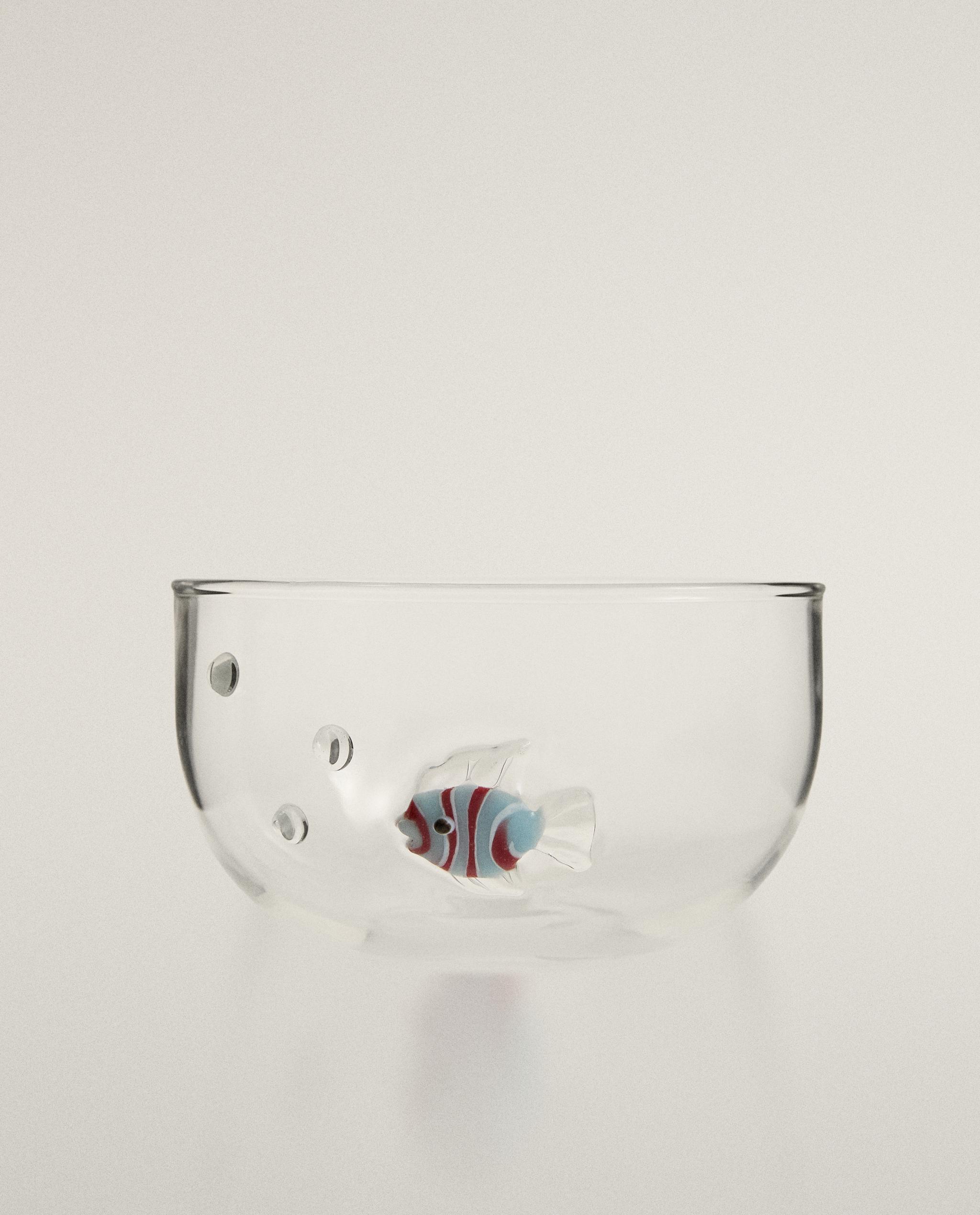 BOROSILICATE BOWL WITH BUBBLES AND FISH product thumbnail 2