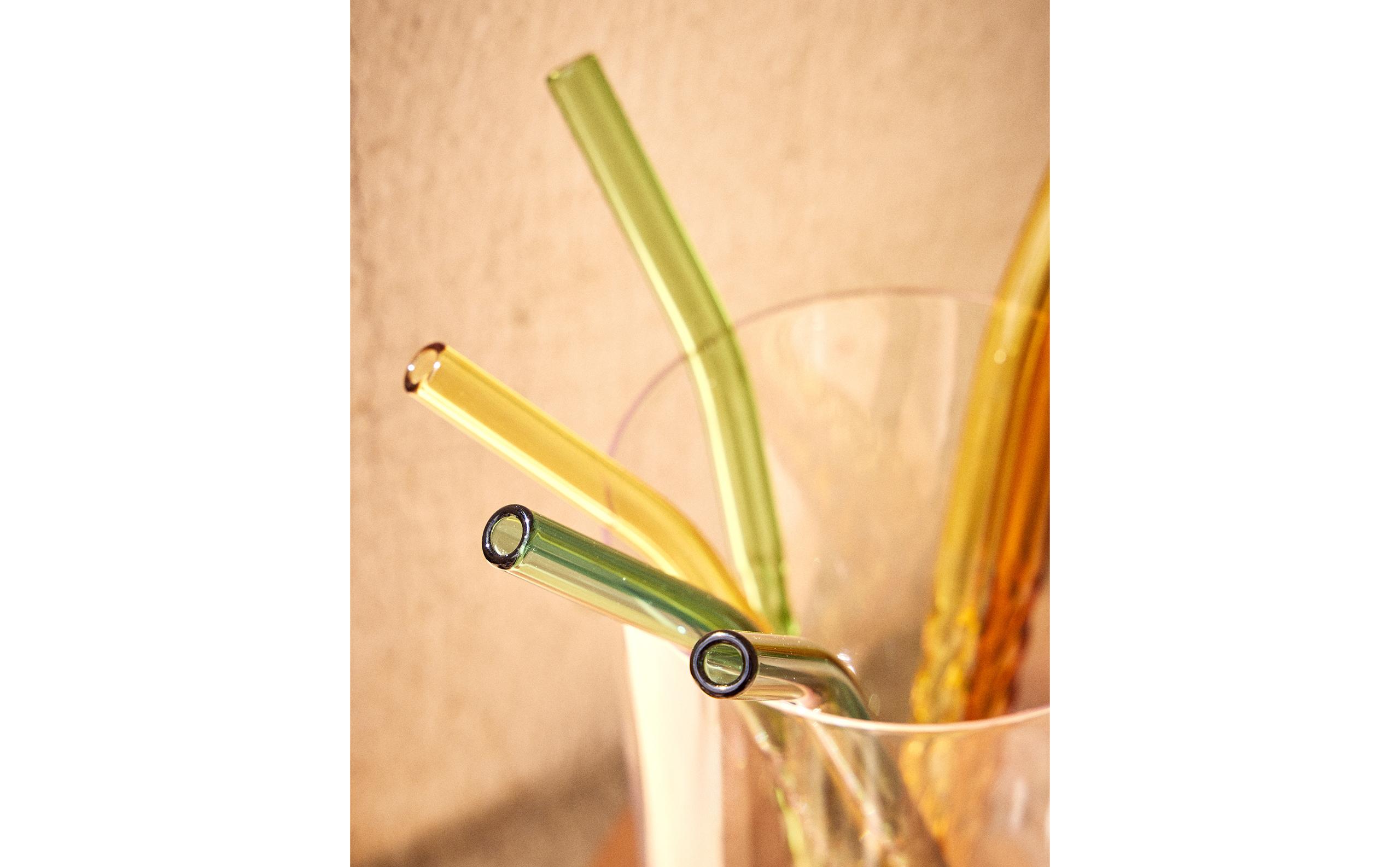 COLOURED BOROSILICATE GLASS STRAW PACK (PACK OF 6)