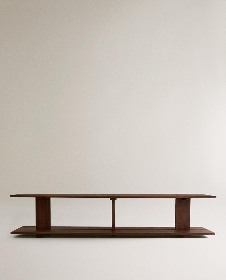 ELM WOOD SHELVING UNIT WITH TWO SHELVES