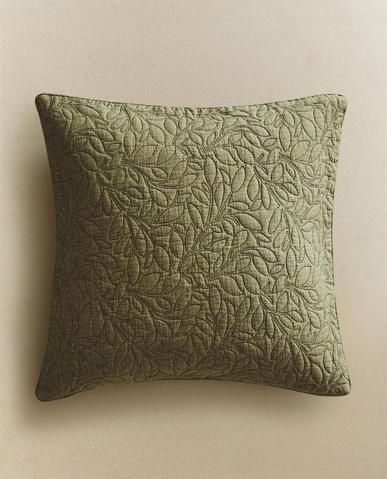 MICROFIBRE CUSHION COVER WITH LEAVES FOR QUILTS