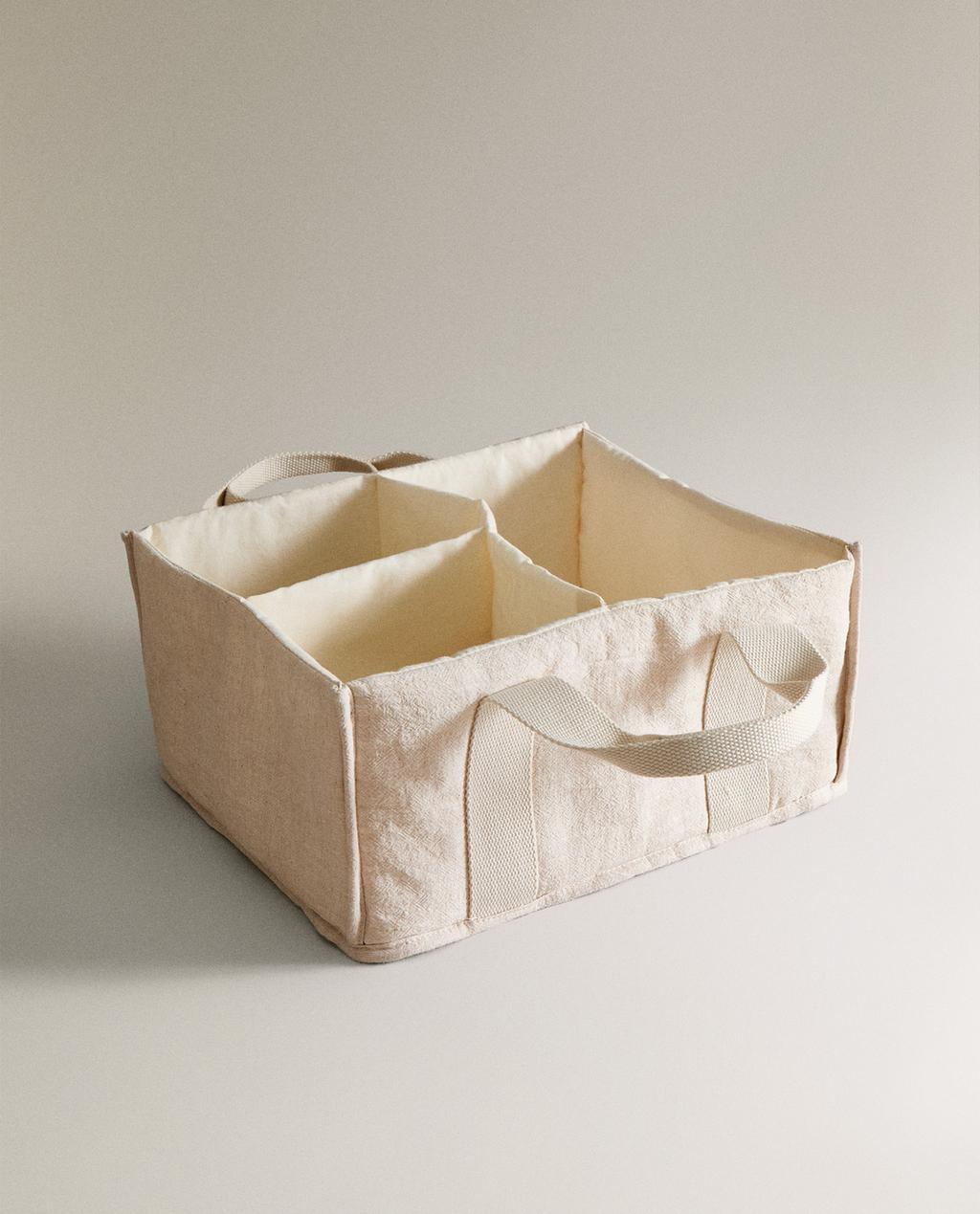 CHILDREN'S LINEN POPLIN NAPPY CADDY WITH HANDLES