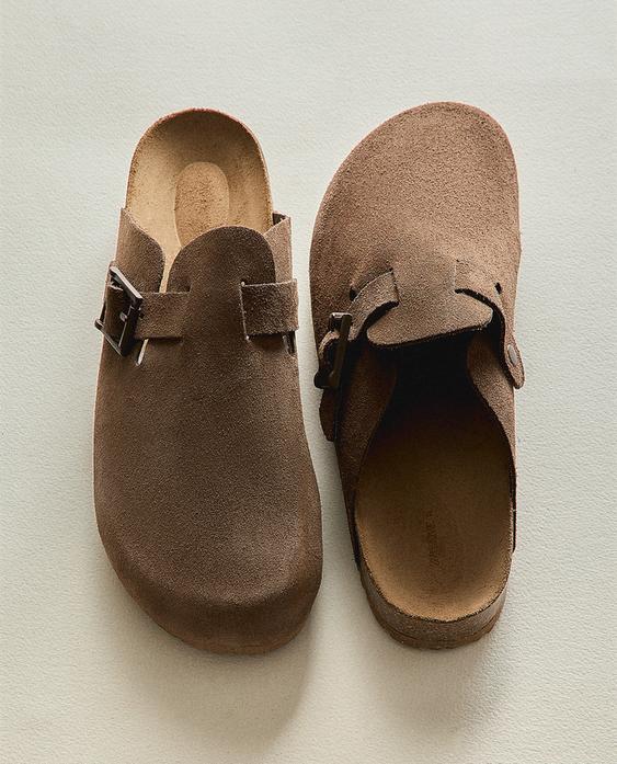 LEATHER CLOGS WITH BUCKLES Zara Home United Kingdom