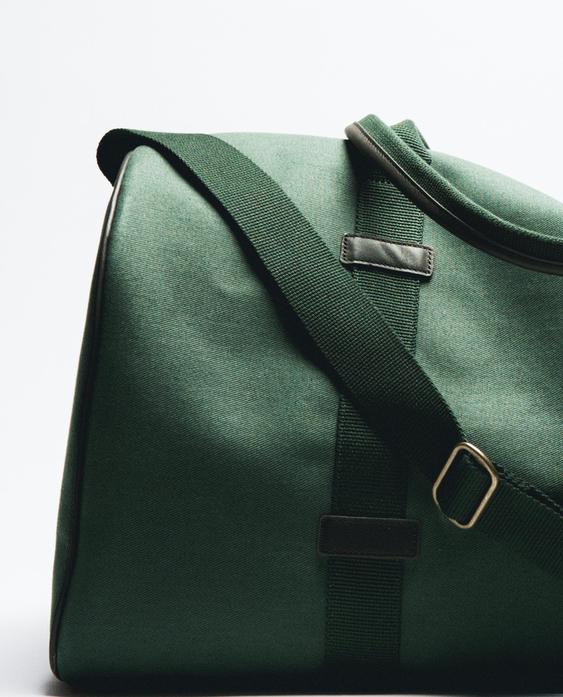 COTTON AND LEATHER TRAVEL BAG