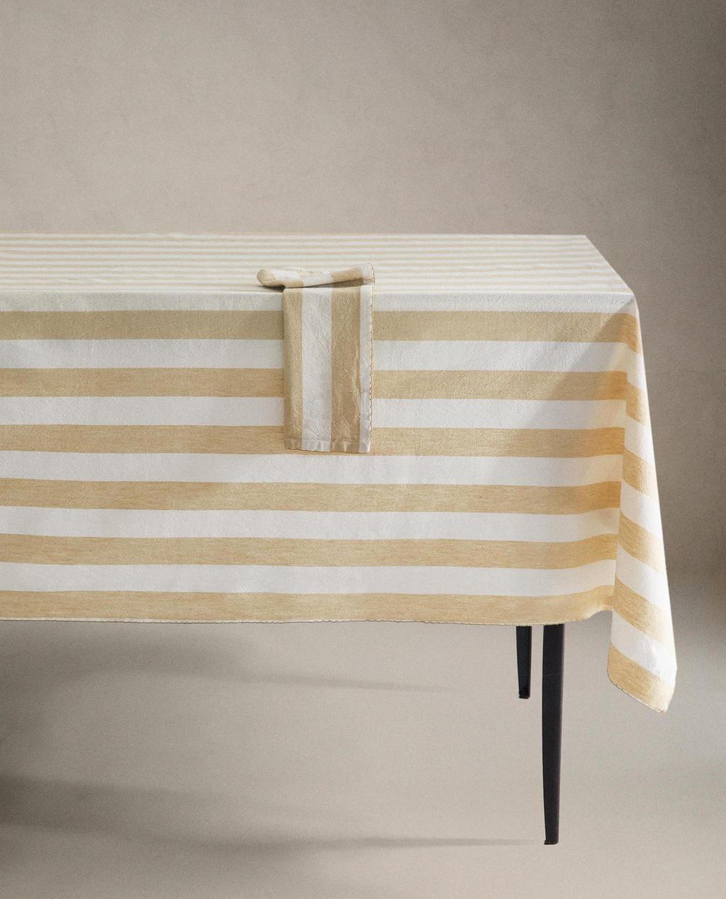DYED THREAD STRIPED TABLECLOTH