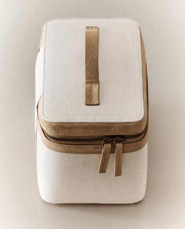 RIGID CANVAS LEATHER WASH BAG