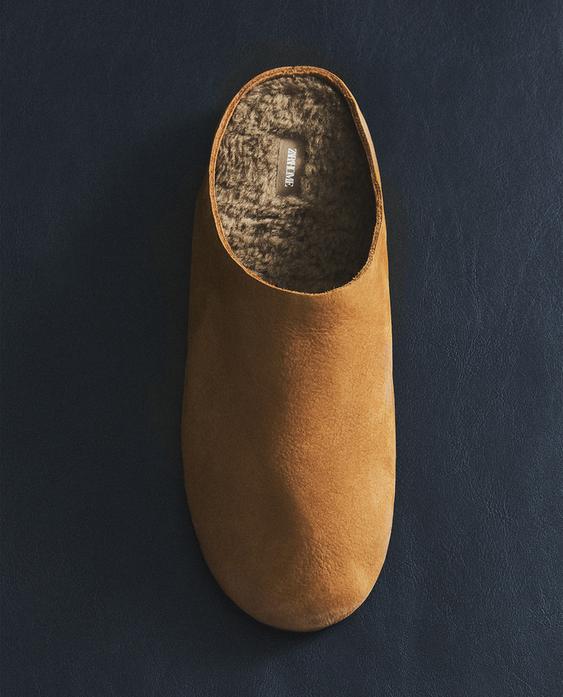 WARM LEATHER MULE SLIPPERS WARM LEATHER MULE SLIPPERS