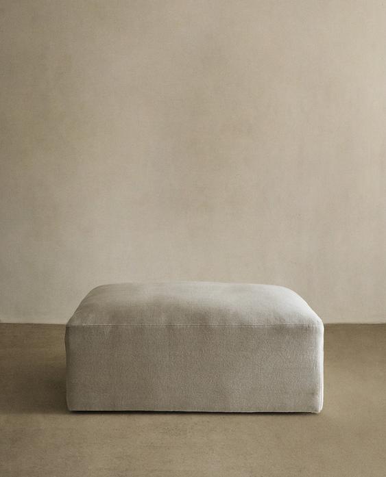 WASHED LINEN POUF