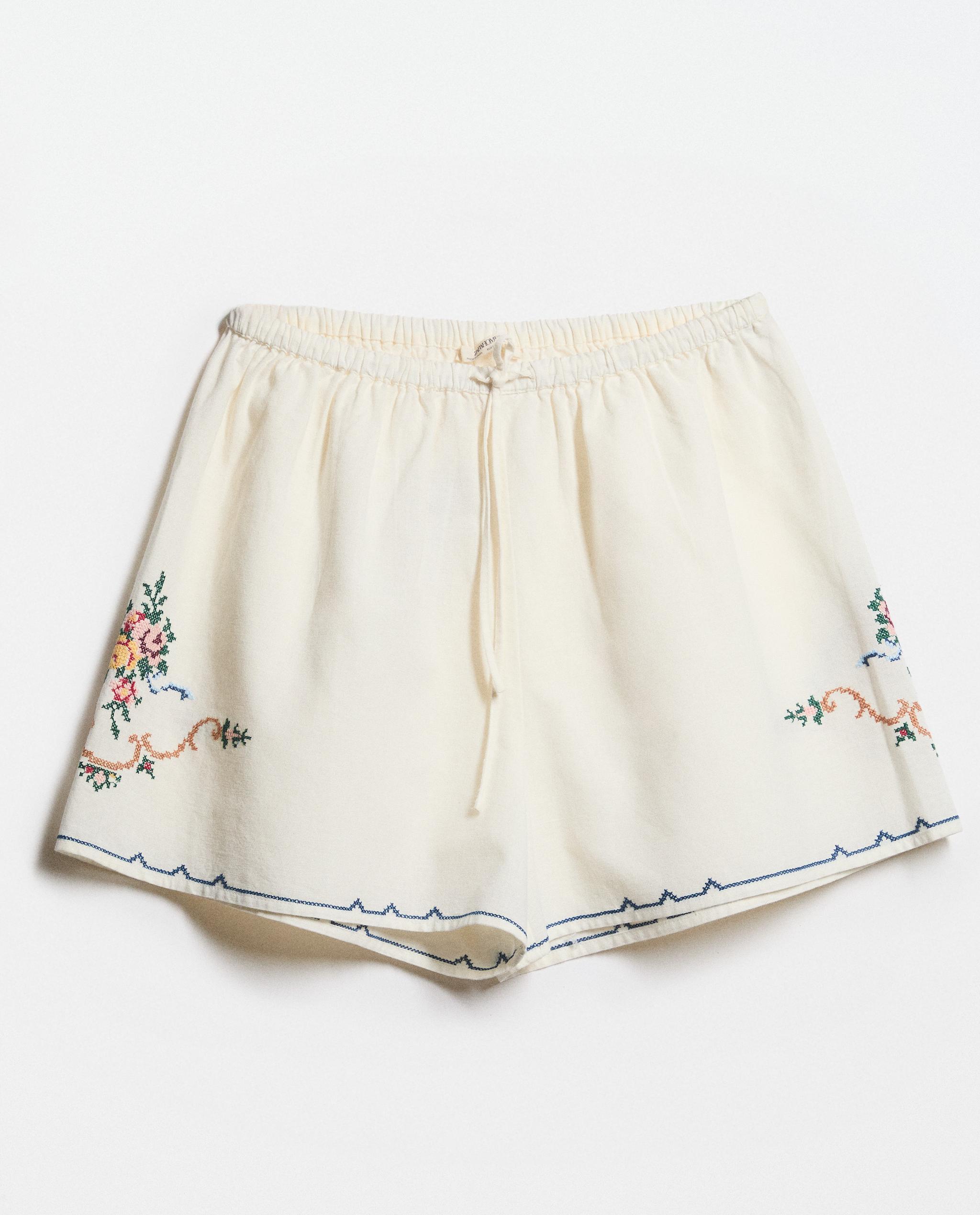 EMBROIDERED COTTON LINEN SHORTS product thumbnail 8