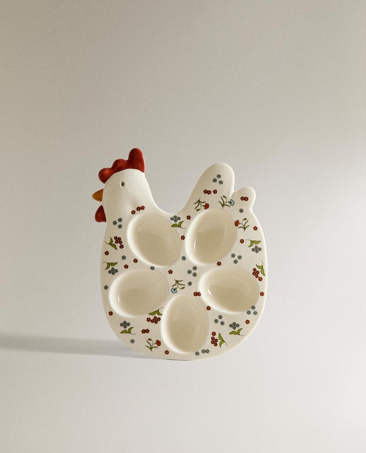 ДЕТСКАЯ ПОДСТАВКА ДЛЯ ЯИЦ «КУРИЦА С ЦВЕТОЧНЫМ УЗОРОМ»