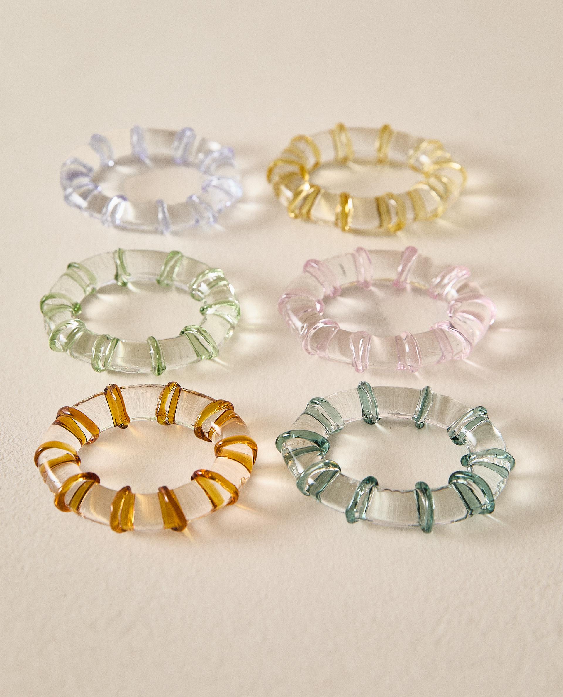 SET OF GLASS NAPKIN RINGS (SET OF 6) SET OF GLASS NAPKIN RINGS (SET OF 6)