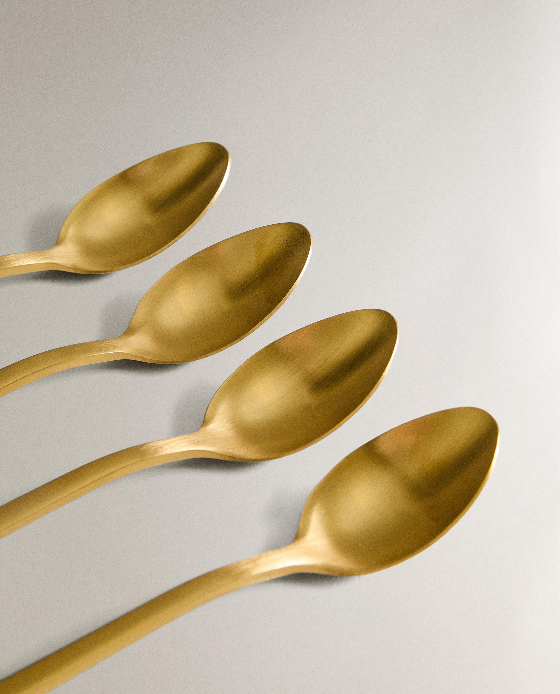 PACK OF GOLDEN STEEL DESSERT SPOONS (PACK OF 4)