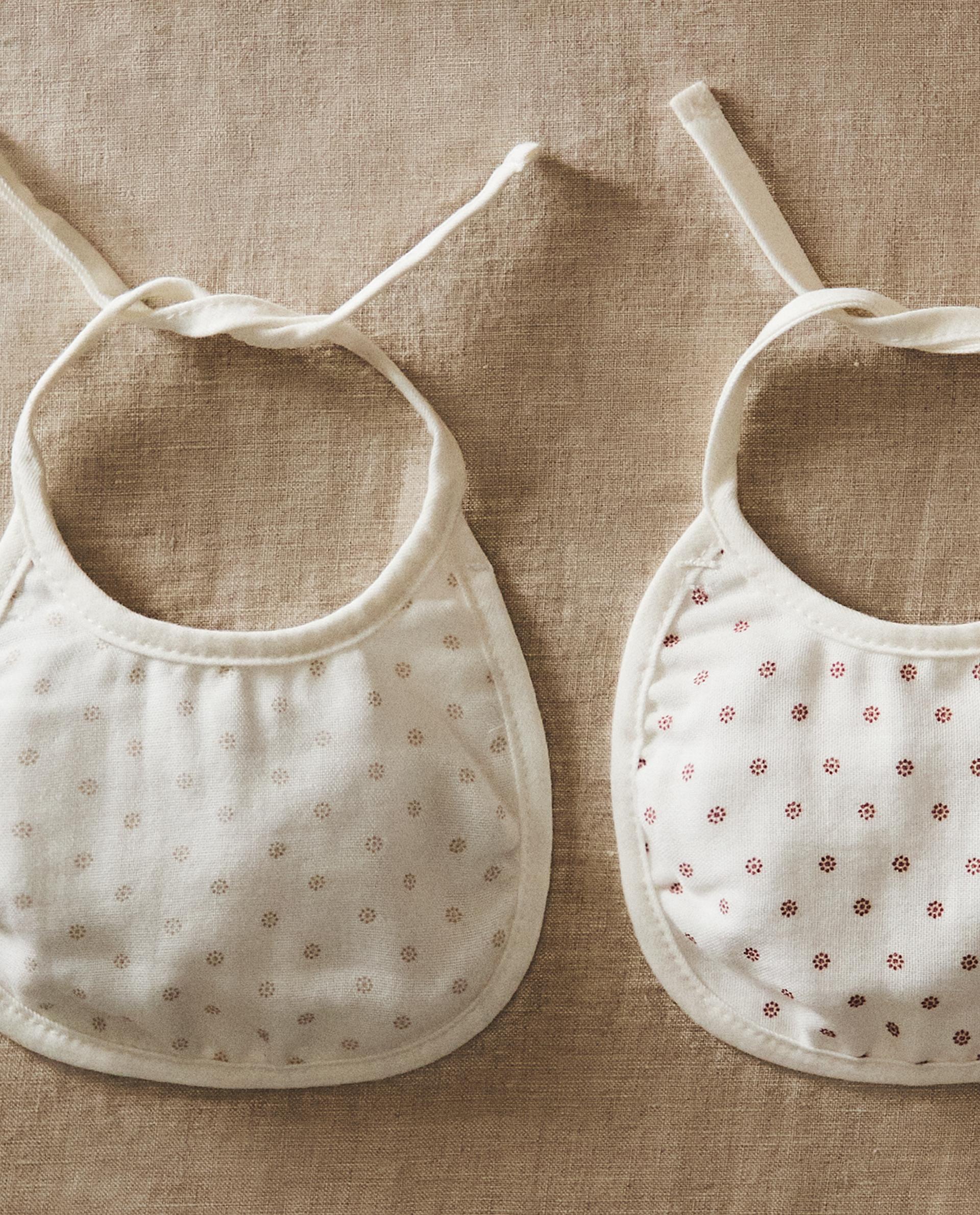 BROWN PATTERNED BIB IN ORGANIC COTTON, NEWBORN BROWN PATTERNED BIB IN ORGANIC COTTON, NEWBORN