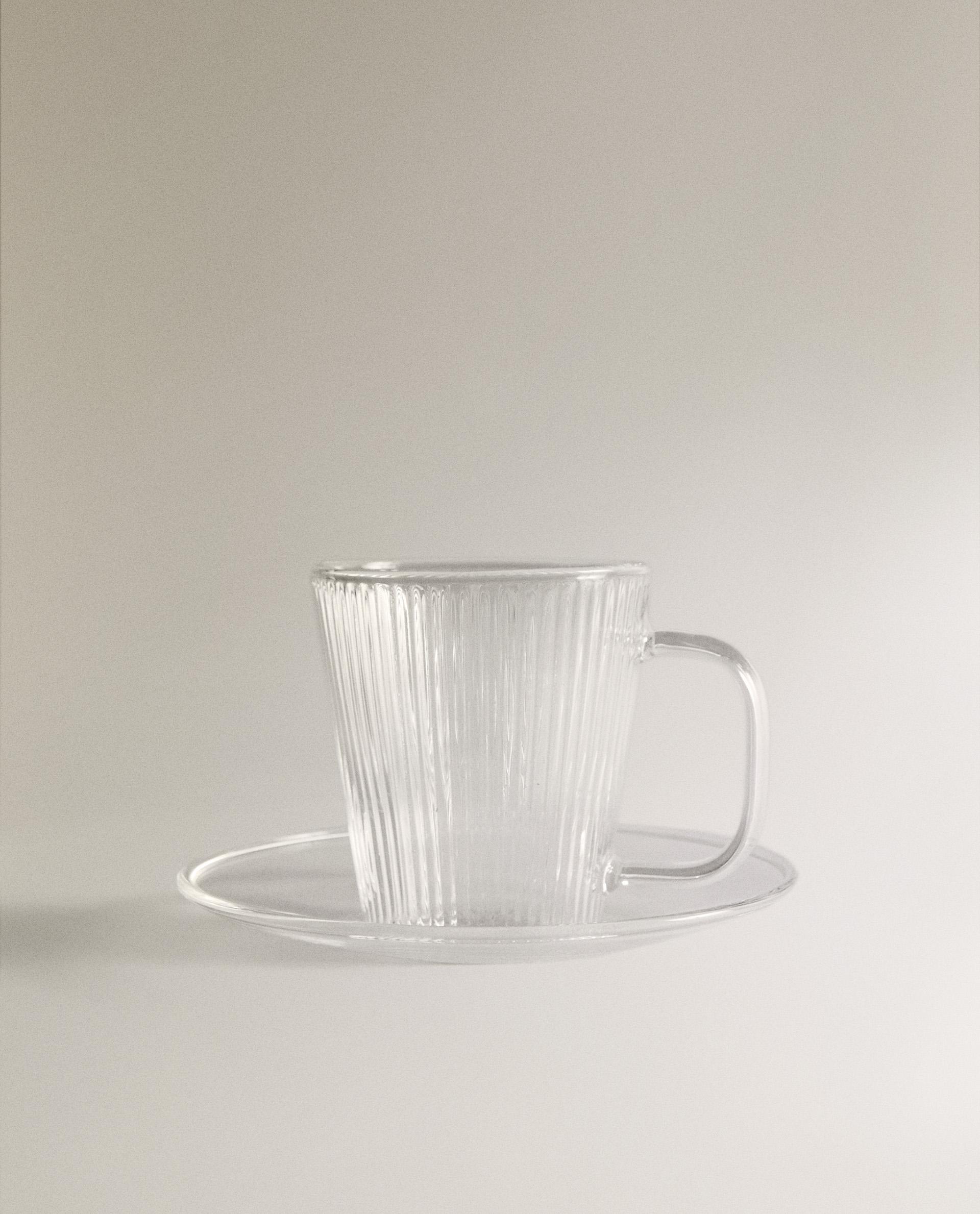 TAZZA DA CAFFÈ CON PIATTINO IN BOROSILICATO