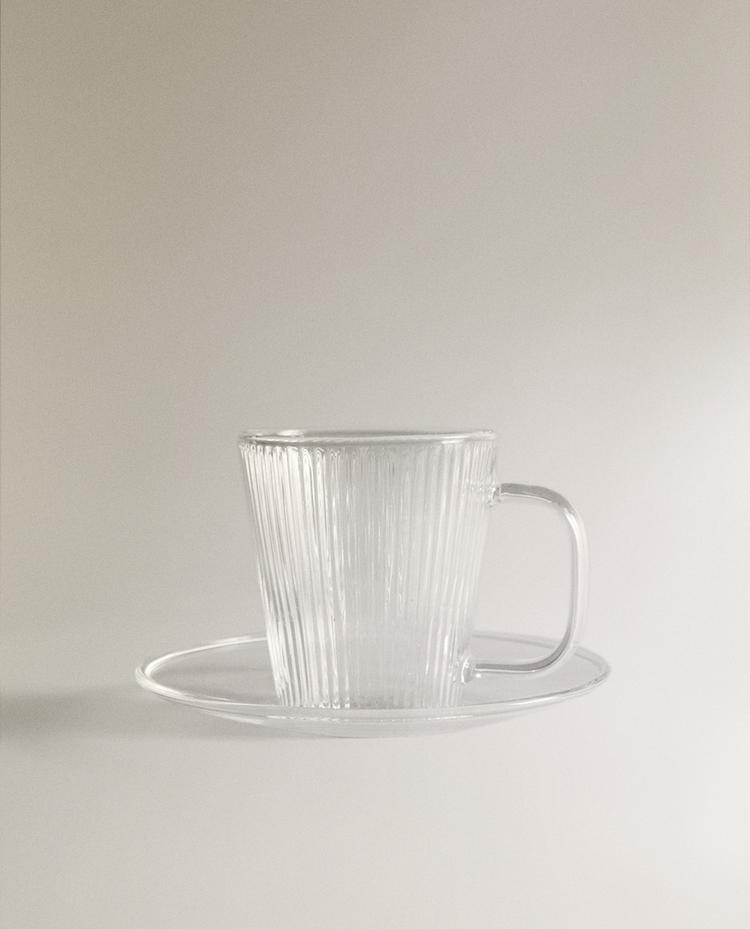 BOROSILICATE GLASS COFFEE CUP AND SAUCER
