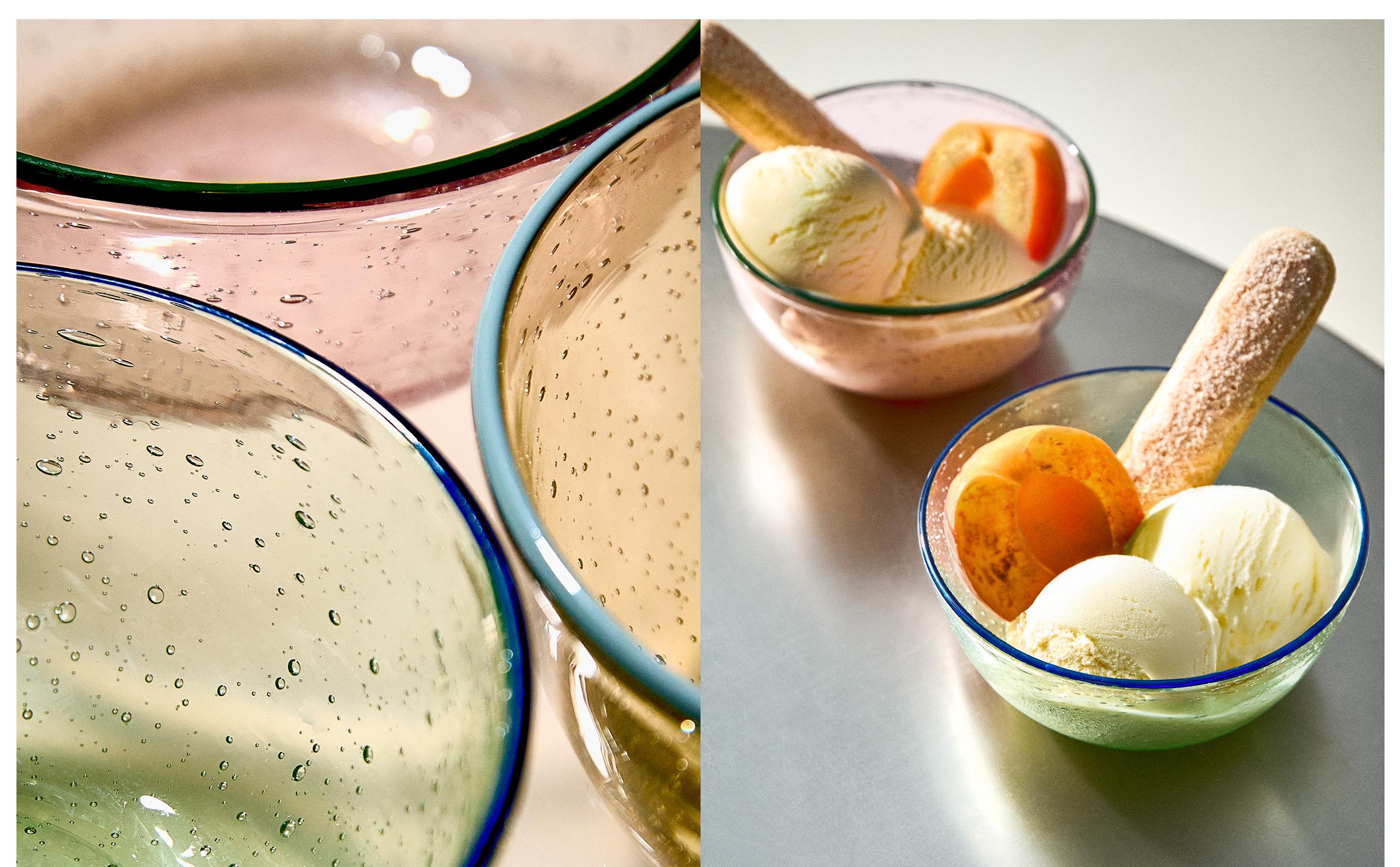 BUBBLE-EFFECT EDGE GLASS BOWL