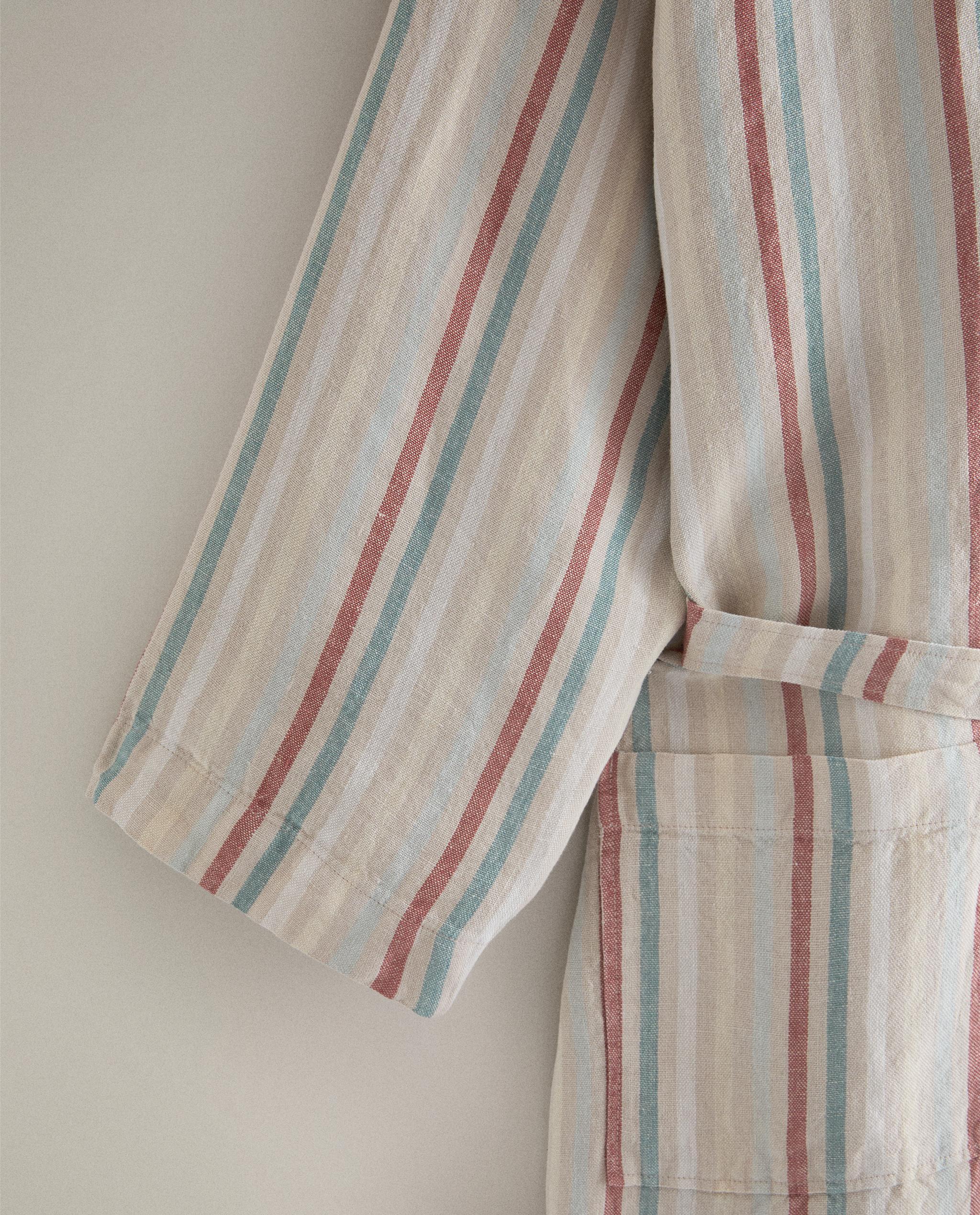 LINEN DRESSING GOWN WITH COLOURED STRIPES product thumbnail 6