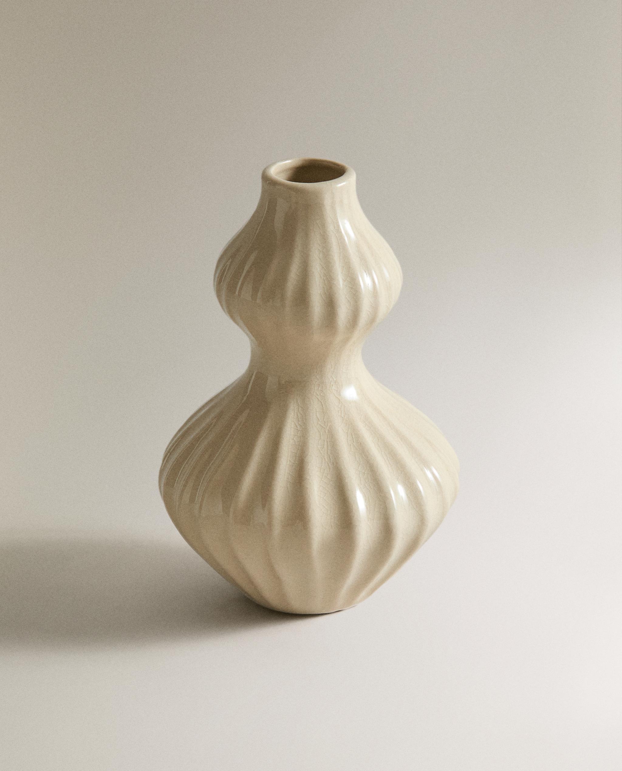 SMALL ENAMELLED STRIPED CERAMIC VASE