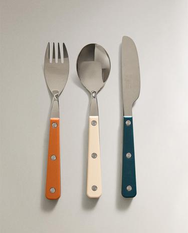 KIDS' CUTLERY SET IN WARM COLOURS (SET OF 3)