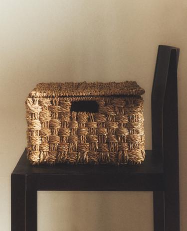 CESTA RECTANGULAR TAPA SEAGRASS