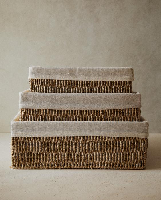 CESTA RETTANGOLARE FODERA IN COTONE CESTA RETTANGOLARE FODERA IN COTONE