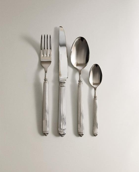 筋入り スチール カトラリー 4ピース セット