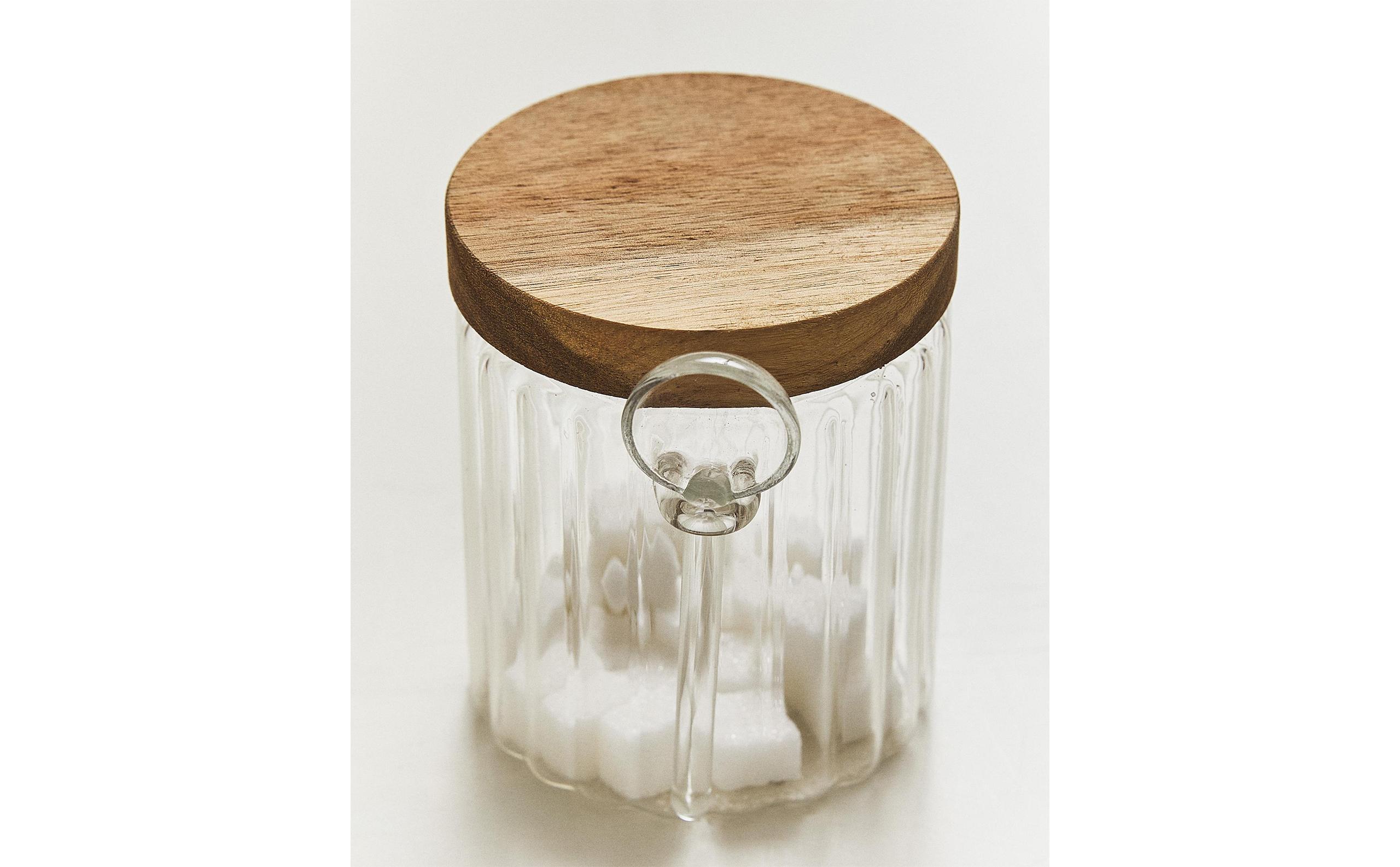 BOROSILICATE GLASS AND WOOD SUGAR BOWL product thumbnail 9