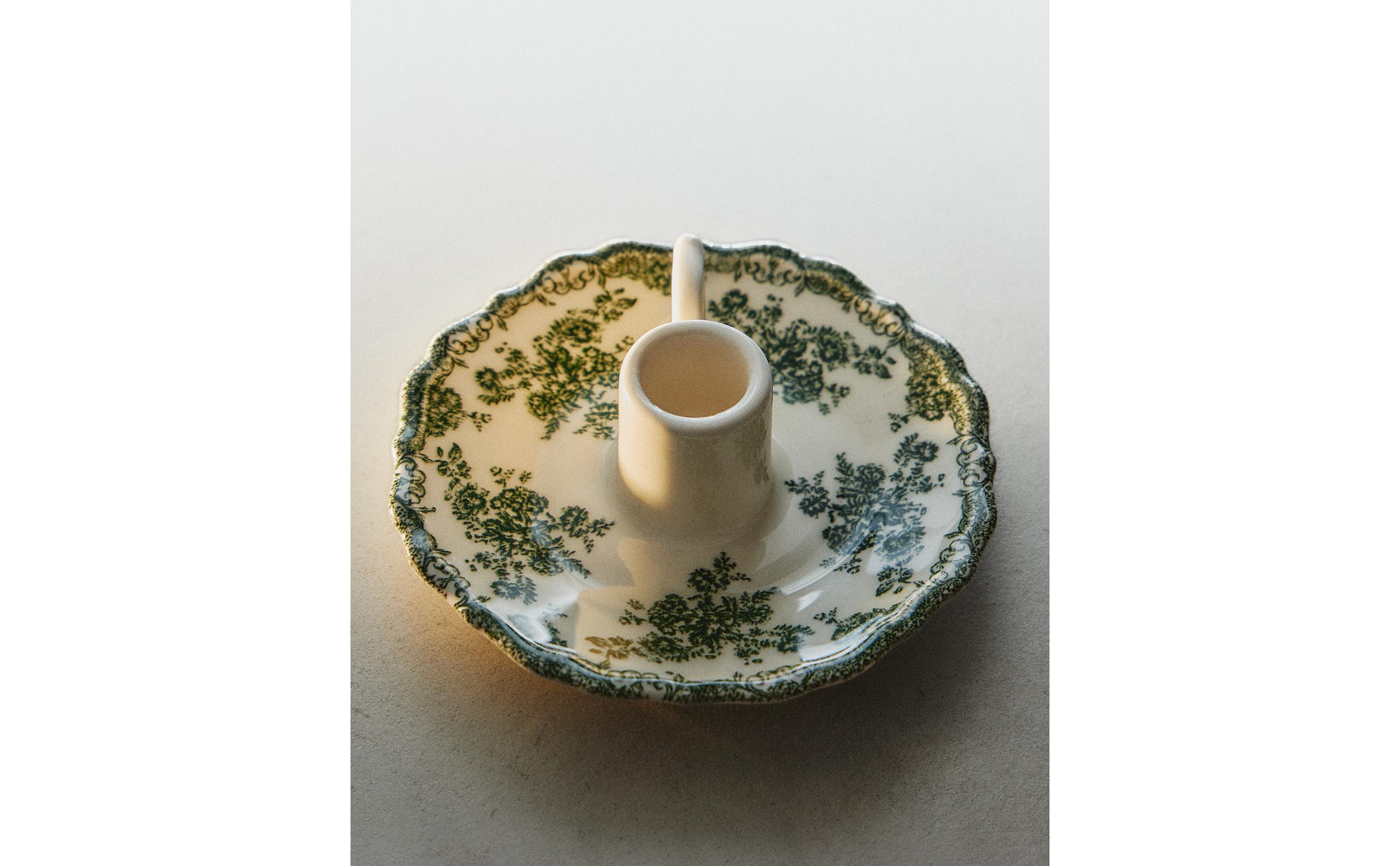FLORAL EARTHENWARE CANDLESTICK product thumbnail 2
