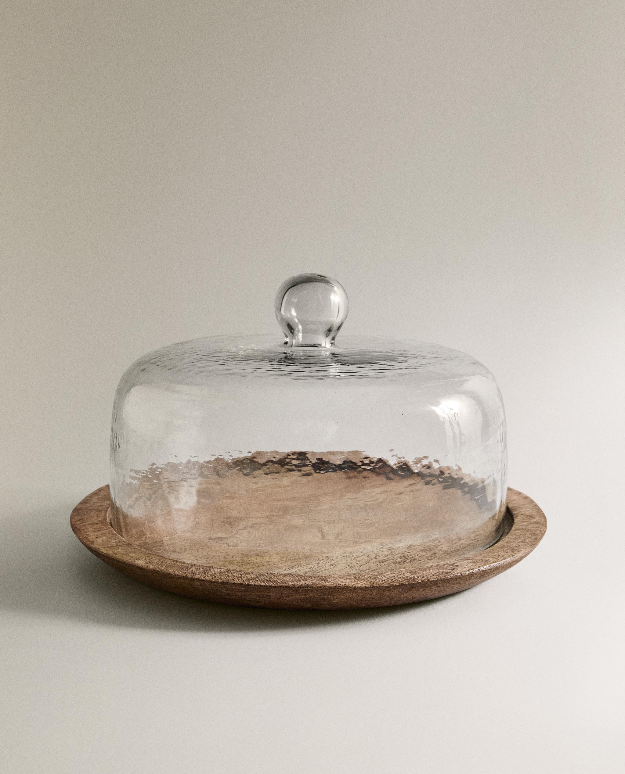 ザラホーム zara ガラストレイ マンゴーウッド 大 ガラスドーム