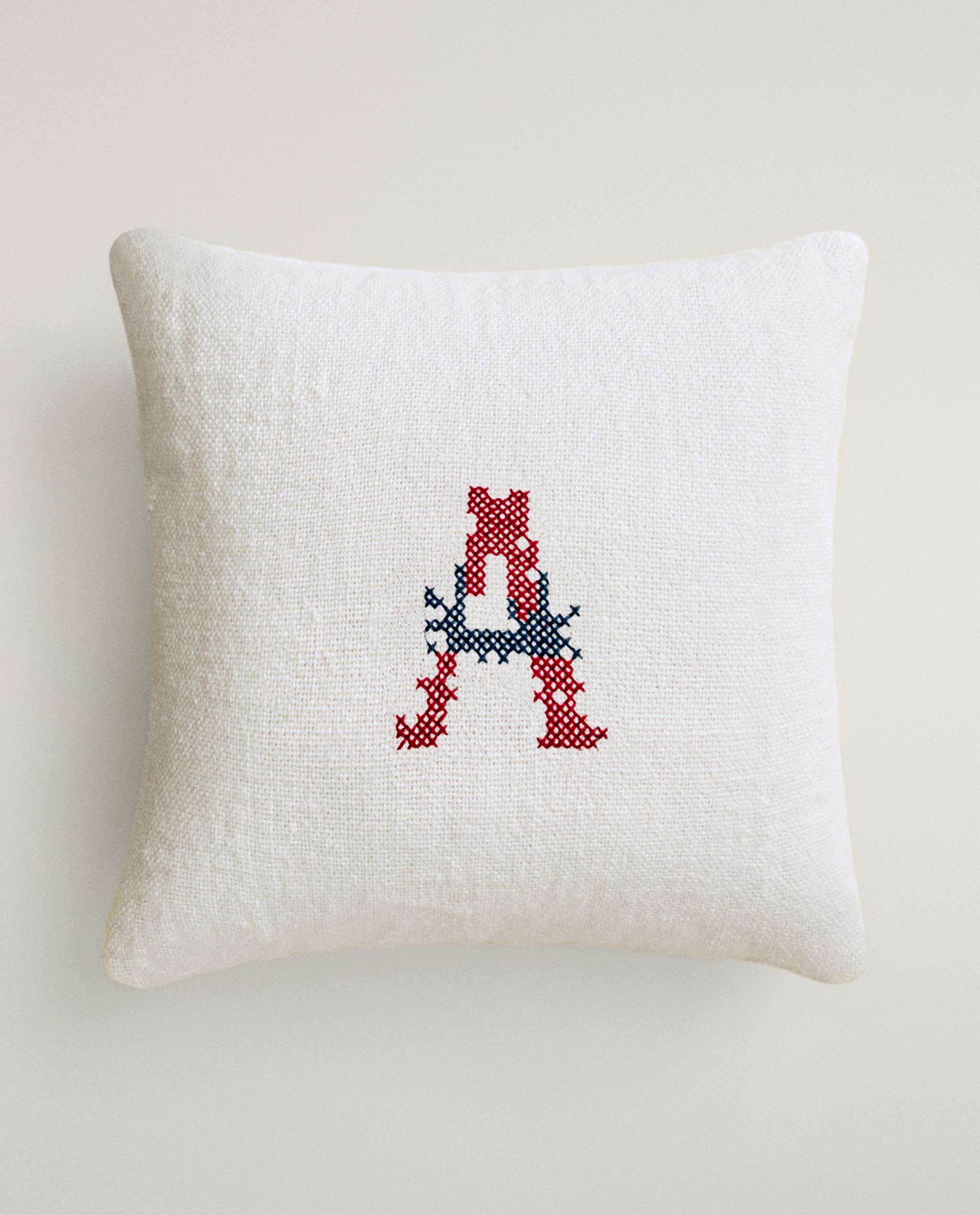 LINEN CUSHIONS WITH ALPHABET EMBROIDERY product thumbnail 4