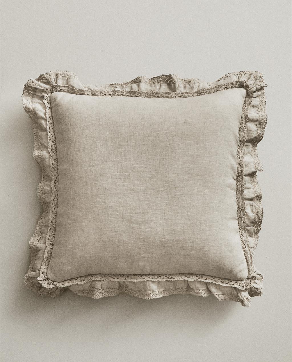 HOUSSE DE COUSSIN ÉDREDON LIN DENTELLE