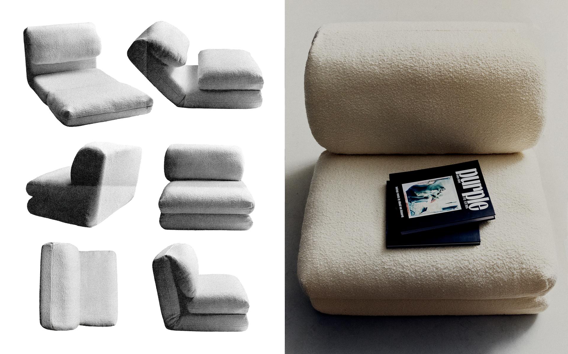 FOLDING BOUCLÉ ARMCHAIR
