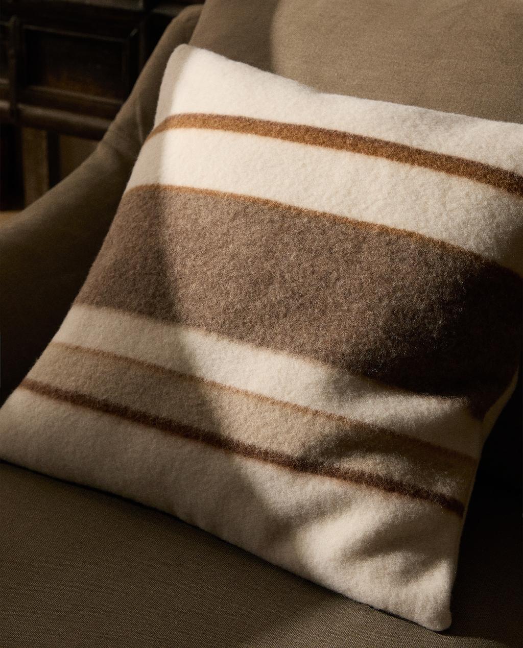 STRIPED MANTECO WOOL CUSHION COVER