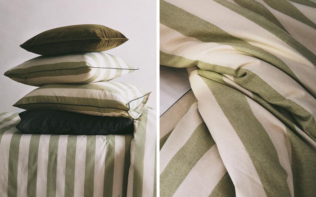 Faded cotton stripe duvet cover