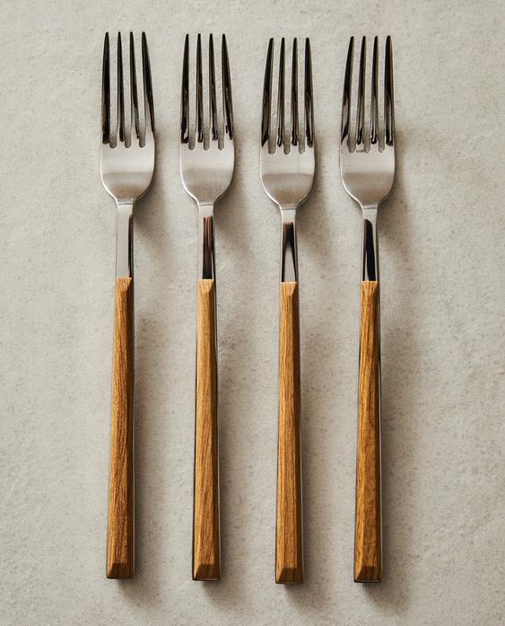 PACK OF FORKS WITH WOOD-EFFECT HANDLES (PACK OF 4)