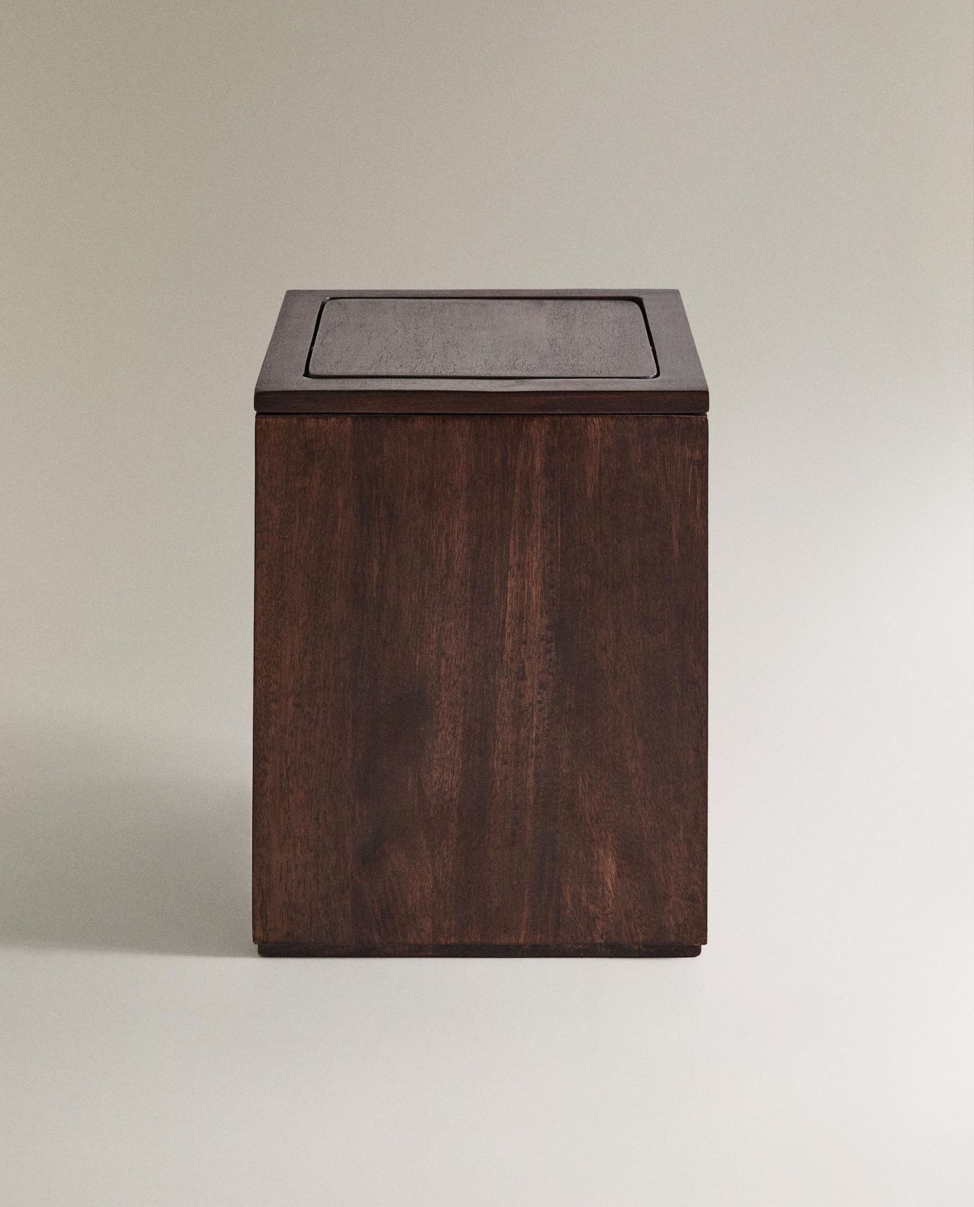 SQUARE DARK WOODEN BATHROOM BIN SQUARE DARK WOODEN BATHROOM BIN