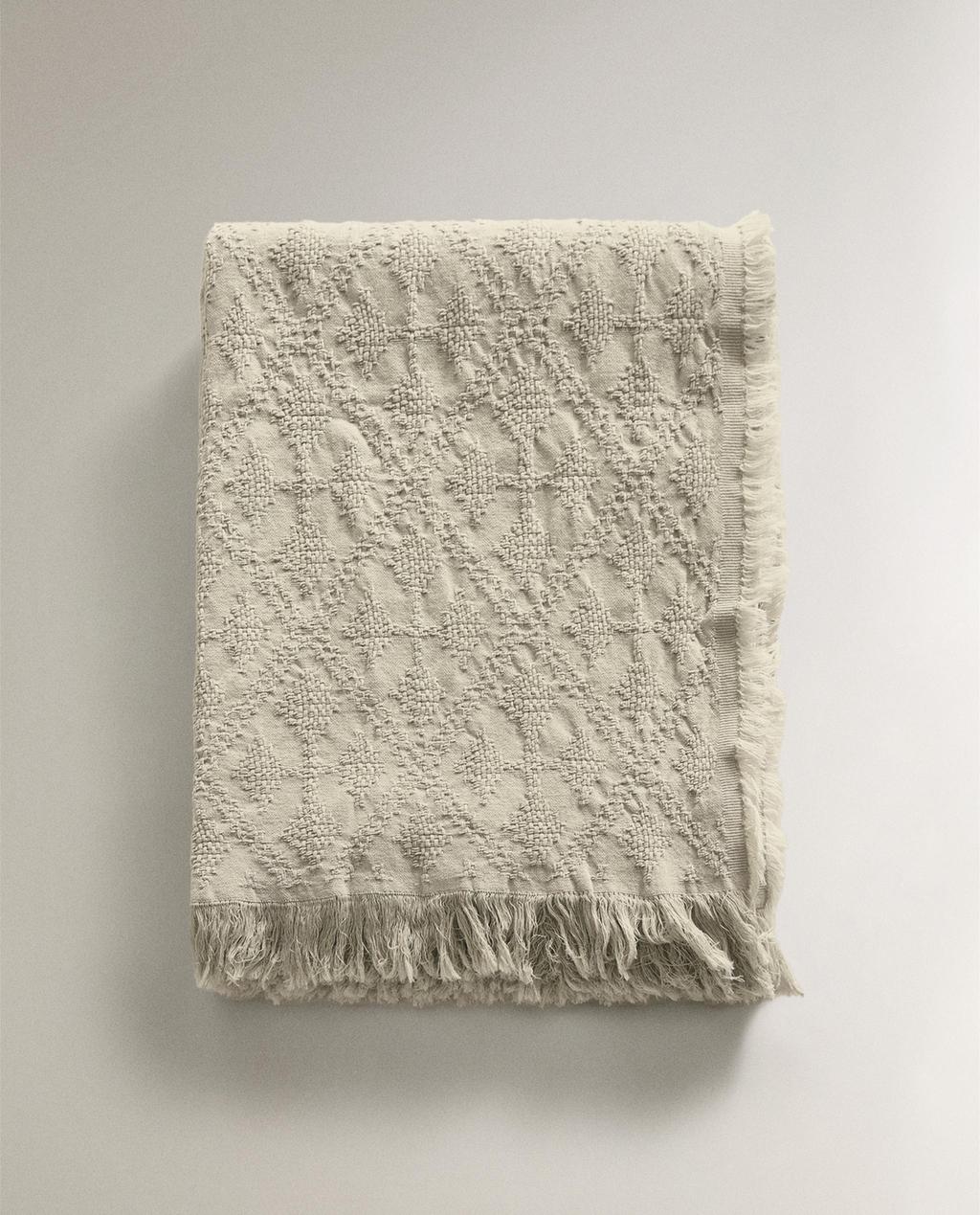 ひし形ジャカード ブランケット