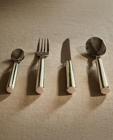 4-PIECE FLATWARE SET WITH CERAMIC HANDLE