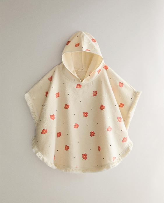 CHILDREN'S FLORAL BEACH PONCHO