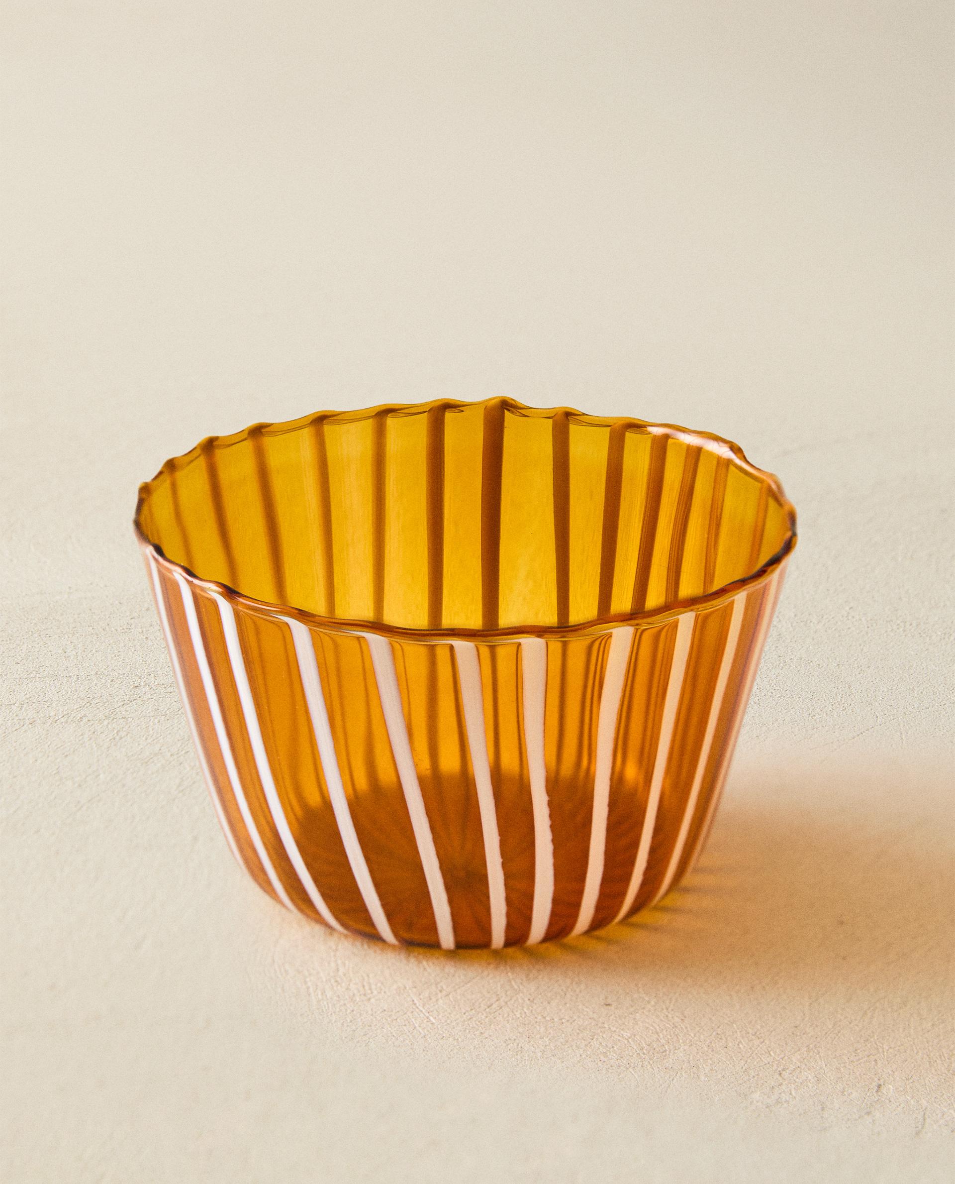 青色ストライプのガラス製器 ストライプ ボロシリケイトガラスコップ | Zara Home 日本/Japan
