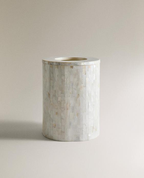 MOTHER-OF-PEARL BATHROOM BIN MOTHER-OF-PEARL BATHROOM BIN