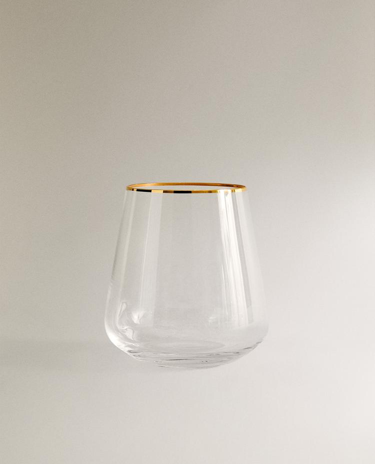 BOHEMIA CRYSTAL TUMBLER WITH GOLD RIM