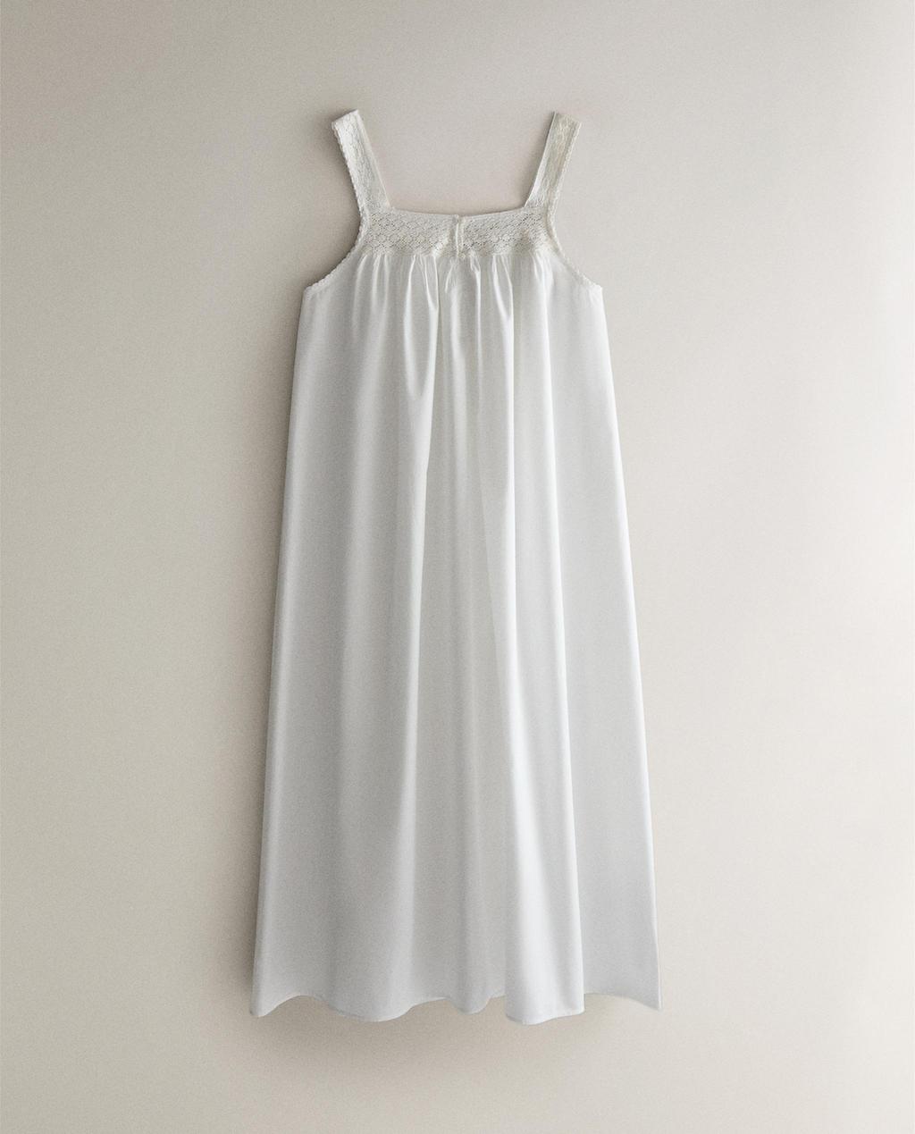 STRAPPY COTTON NIGHTDRESS WITH LACE TRIM STRAPPY COTTON NIGHTDRESS WITH LACE TRIM