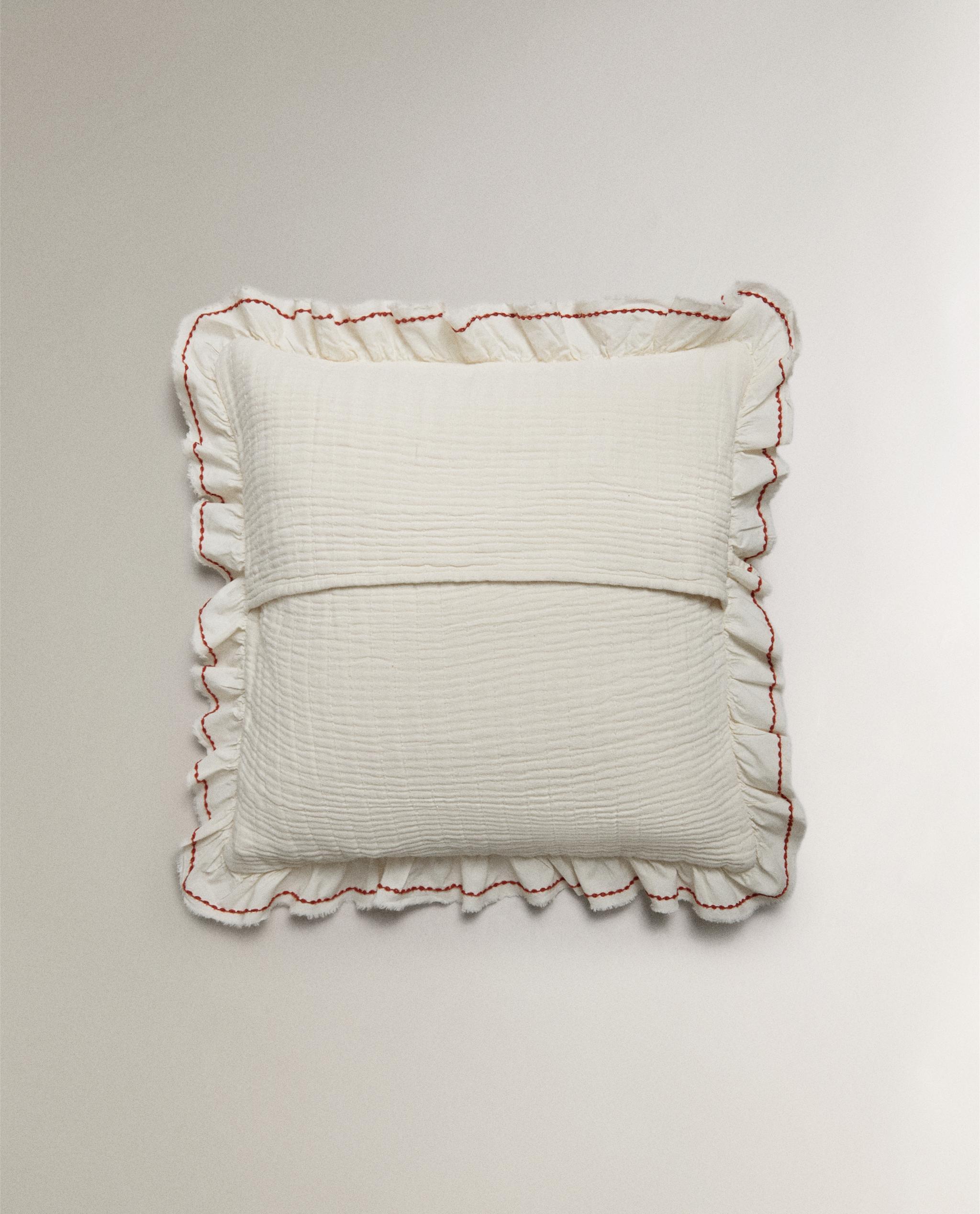 KIDS' TEXTURED CUSHION COVER WITH RUFFLE TRIM product thumbnail 5