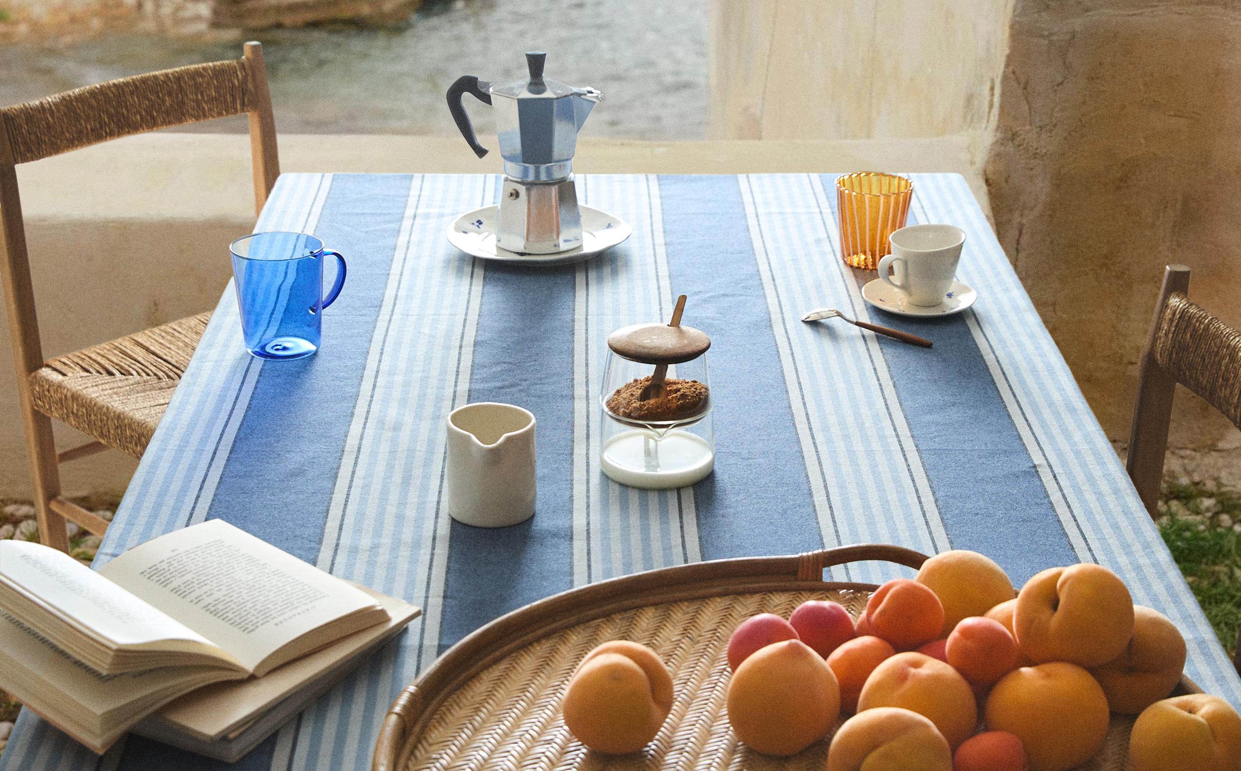 DYED THREAD STRIPED TABLECLOTH