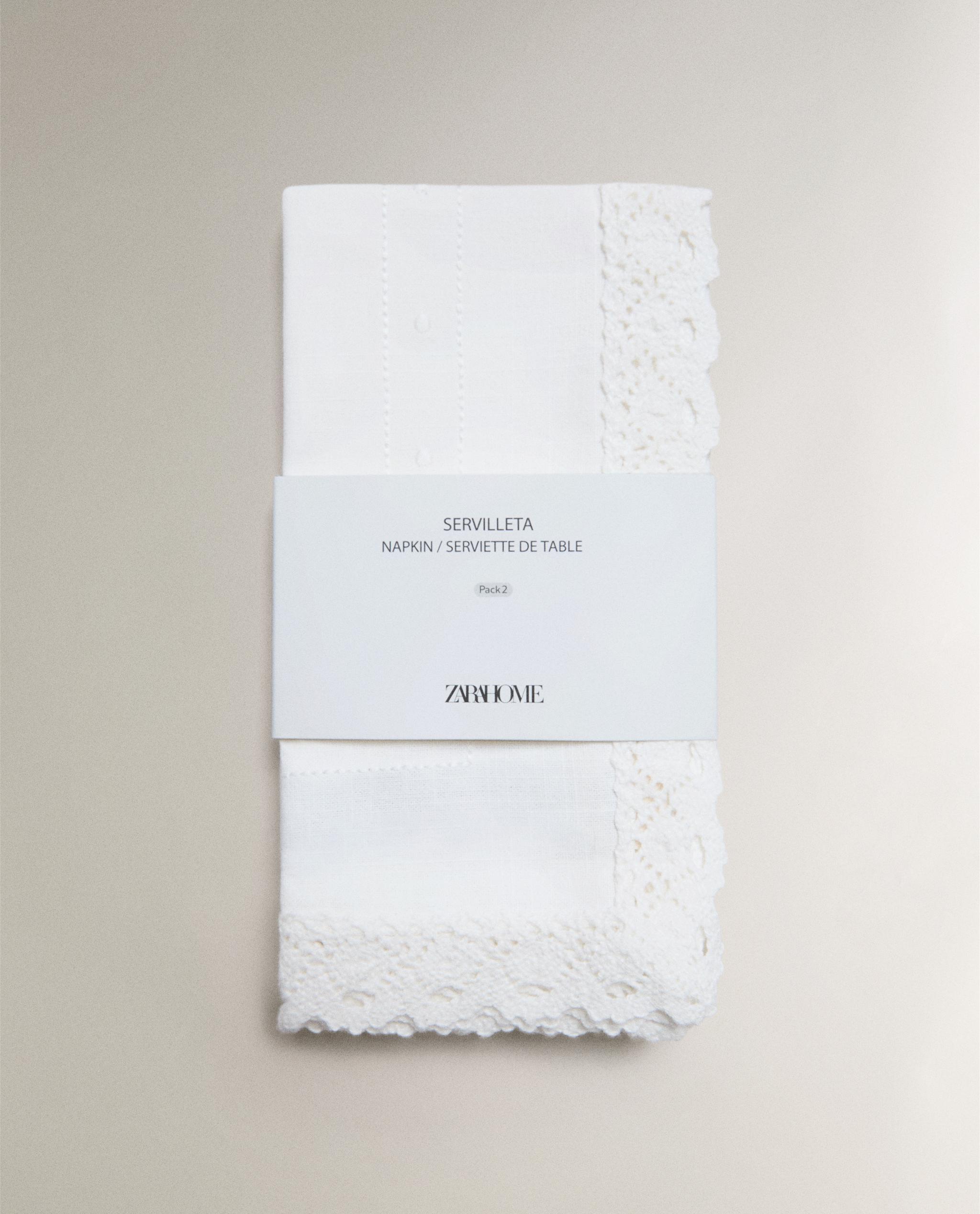 PACK OF EMBROIDERED AND LACE TRIM COTTON NAPKIN (PACK OF 2) product thumbnail 6