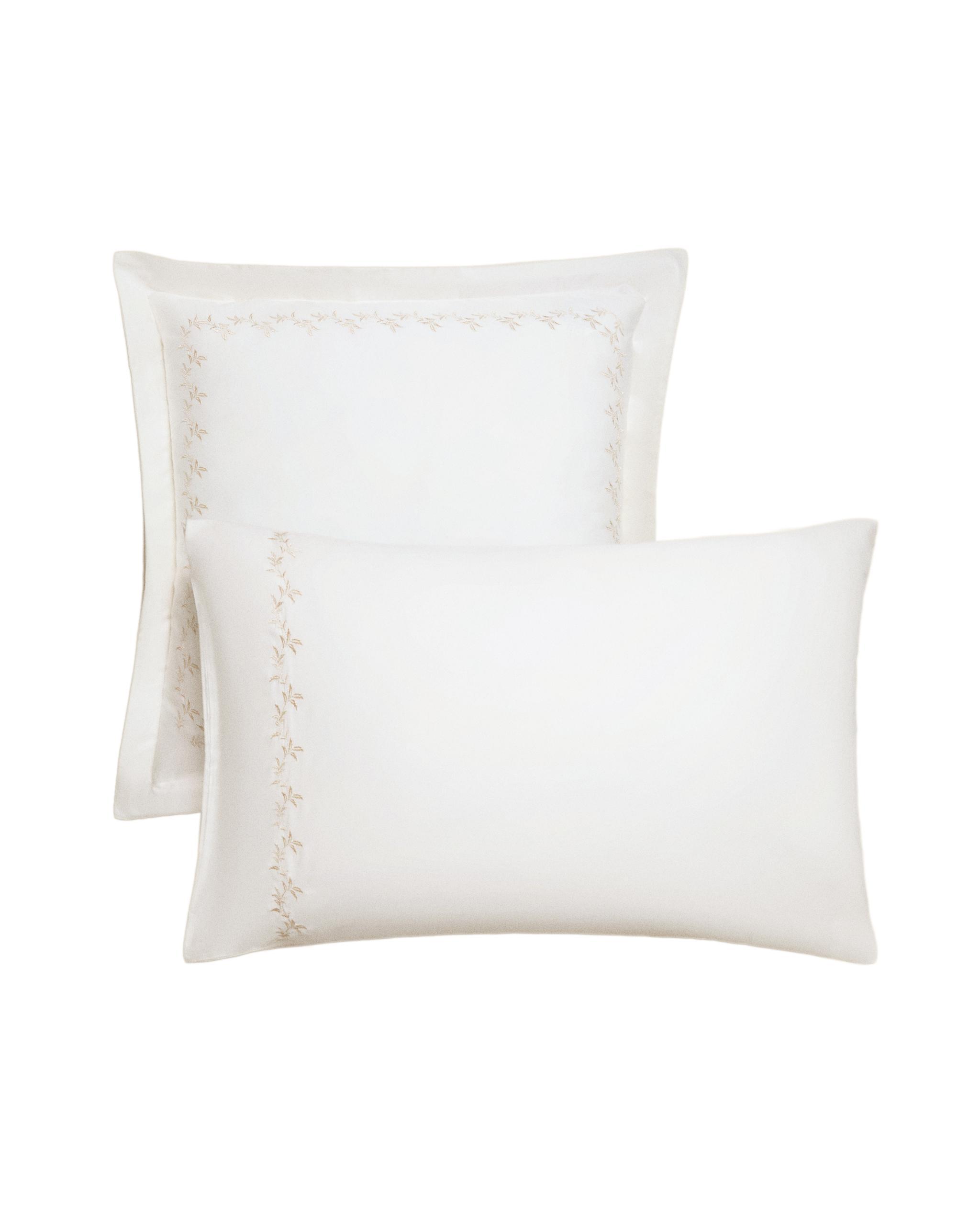 SATEEN PILLOWCASE WITH EMBROIDERED LEAVES product thumbnail 14