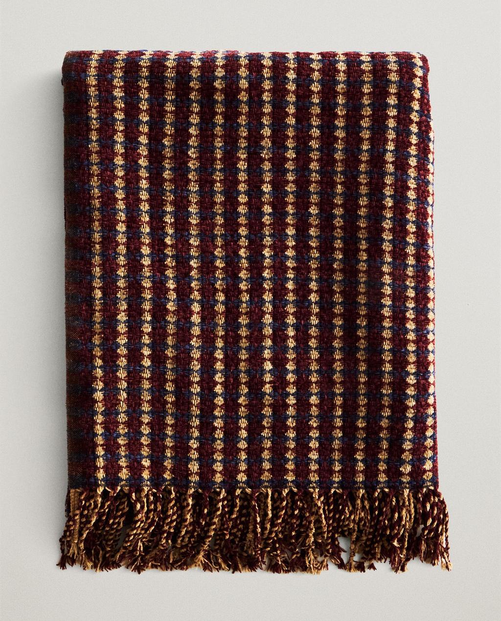 Check jacquard blanket