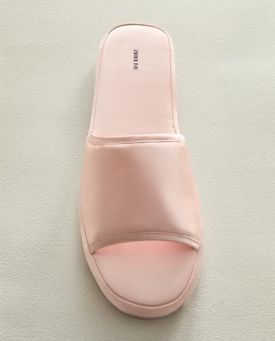 SATEEN FLATFORM SLIDER SLIPPERS