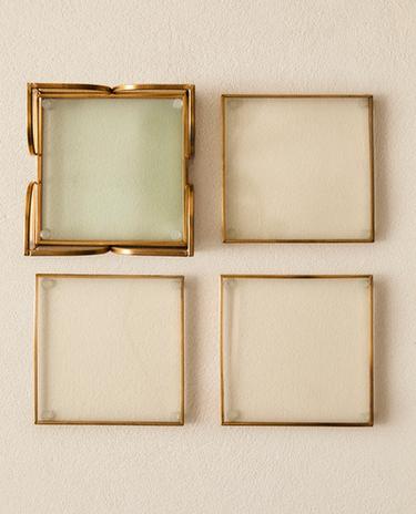 KOMPLET METALOWO-SZKLANYCH PODKŁADEK POD KUBEK (KOMPLET 6 SZT.)