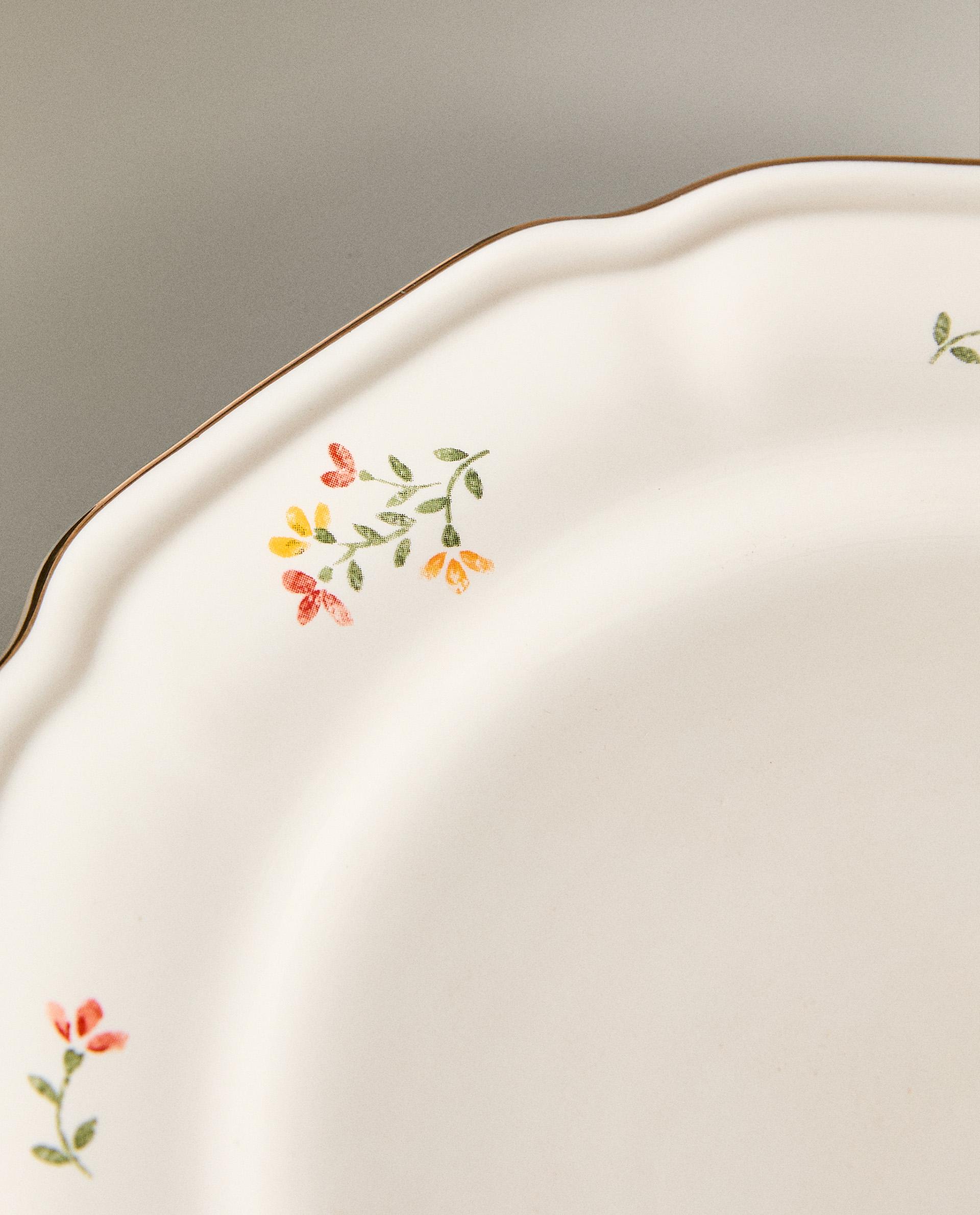 PORCELAIN DESSERT PLATE WITH FLORAL PRINT product thumbnail 4